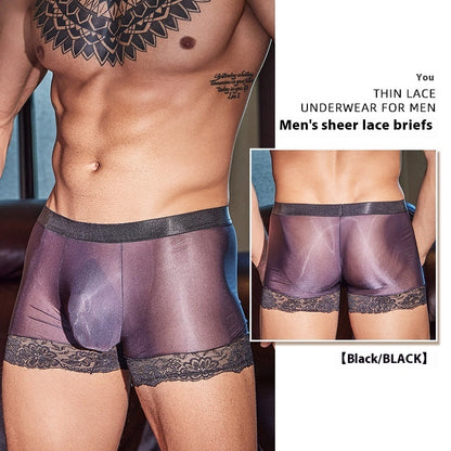 Men's Simple Lace Sexy Boxer Briefs