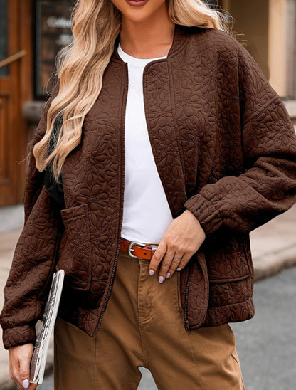 Chaqueta de manga larga con botones y textura de cárdigan de moda para mujer