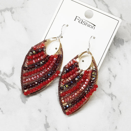 Exaggerated Bohemian Style Elegant Leaf Beaded Earrings