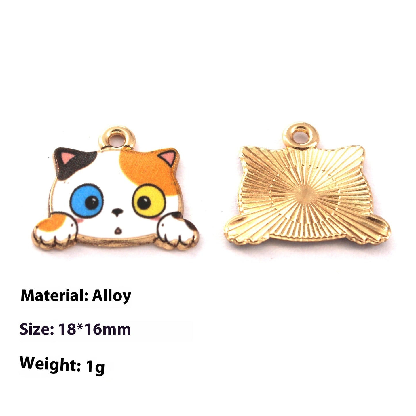 Japanese Style Kitten Cute Printed Cartoon DIY Dripping Oil Metal Alloy Earrings Key Ring Pendant Accessories