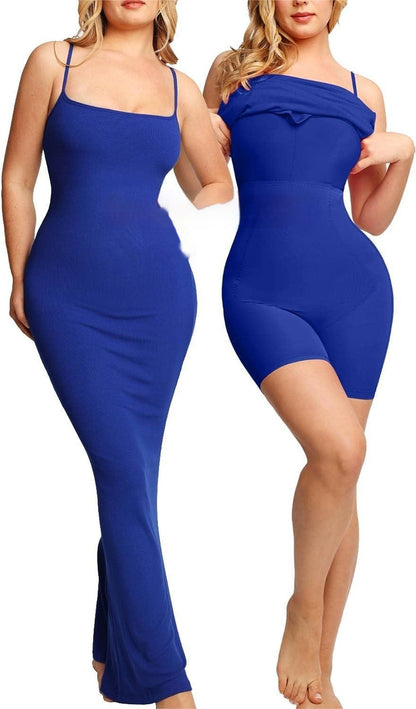 Vestido moldeador para mujer, mono, corsé de realce de abdomen, entrepierna abierta, liguero, falda larga ajustada, almohadilla para el pecho, body, vestido