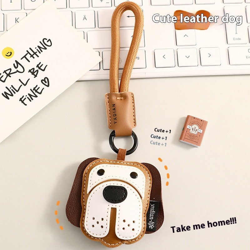 Cartoon Cute Leather Puppy Car Key Ring