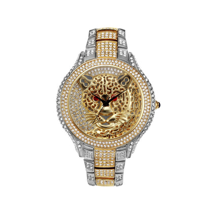 Personalisierte Leopard Diamant Quarz Damenuhr
