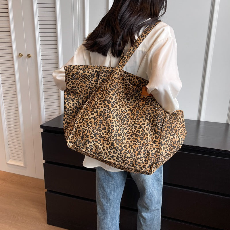 Leopard Print Canvas Tote Bag