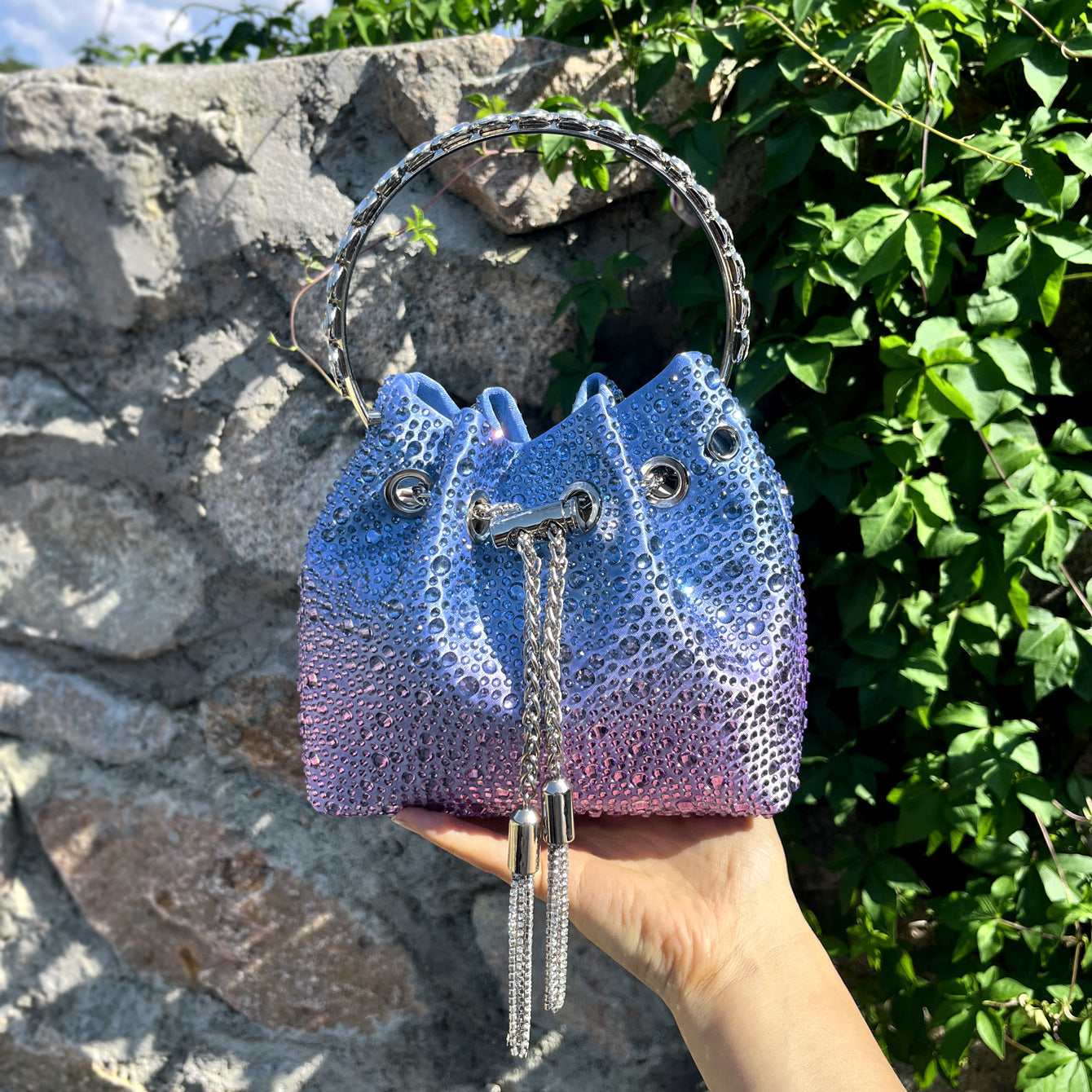 Drawstring Rhinestone Women's Bag