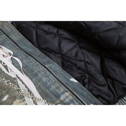 Chaqueta acolchada de algodón corta y ancha, estilo retro americano para hombre