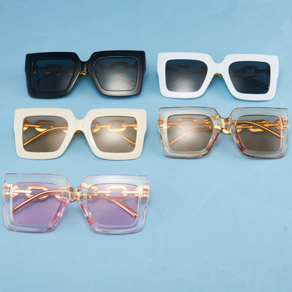 Gafas de sol con cadena cuadrada, gafas de sol retro personalizadas, gafas de sol de moda para mujer