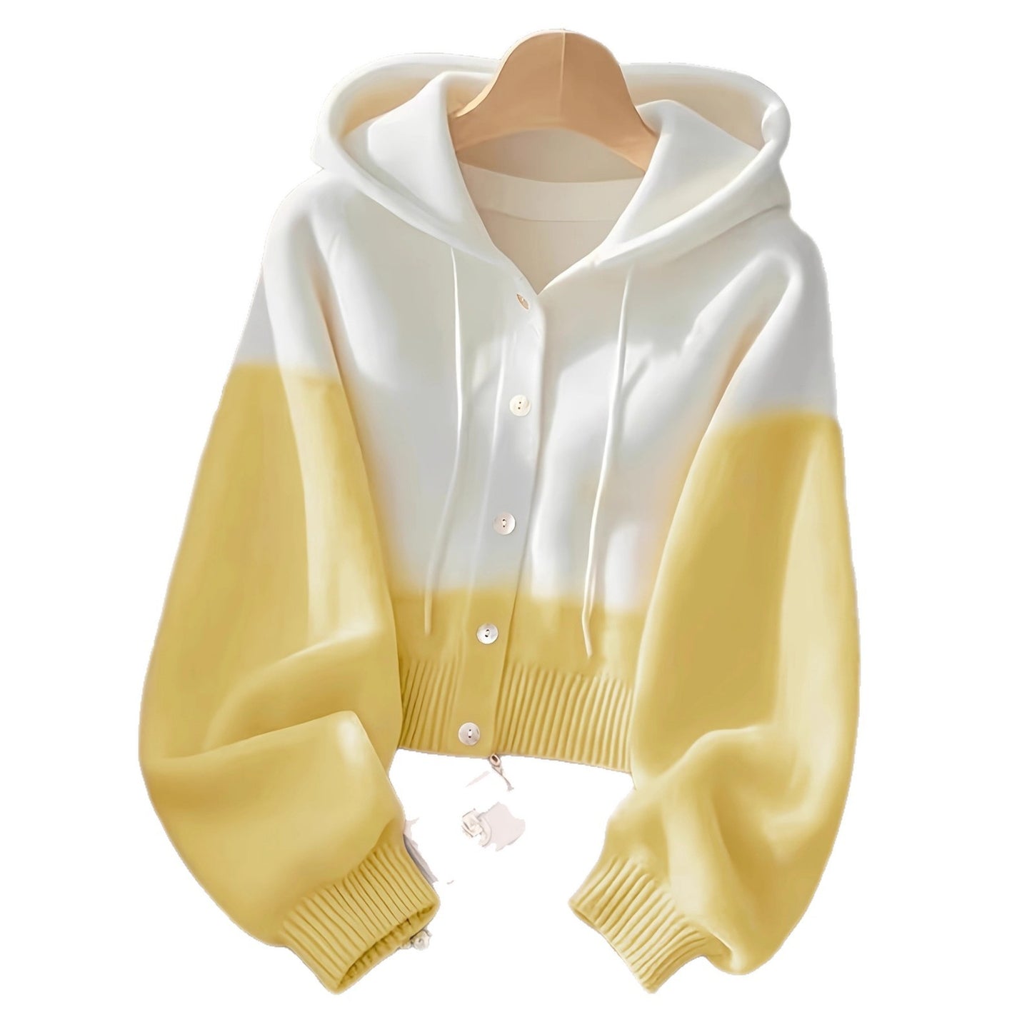 Patchwork Hooded Lazy High-grade Knitted Top
