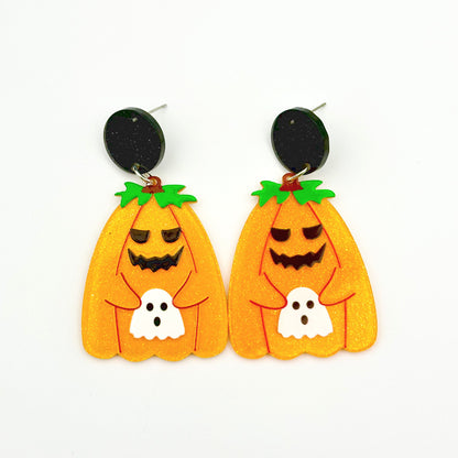 Halloween-Tag-Ornament, bunte Geisteraugen, lustige Acryl-Ohrringe für Frauen