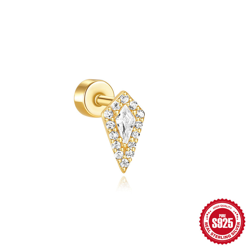 S925 Sterling Silver Flat Column Thread Piercing Ear Bone Stud
