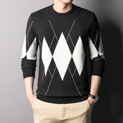 Plus Fleece Fake Two-piece Shirt Collar Men's Bottoming Shirt