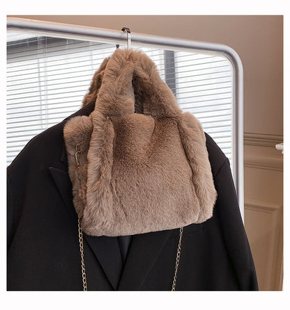 Wintertaschen Kette Plüsch Totes Bag
