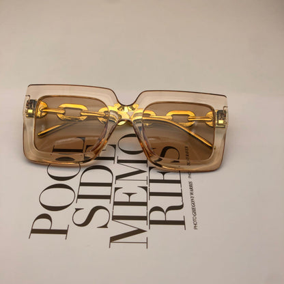 Gafas de sol con cadena cuadrada, gafas de sol retro personalizadas, gafas de sol de moda para mujer