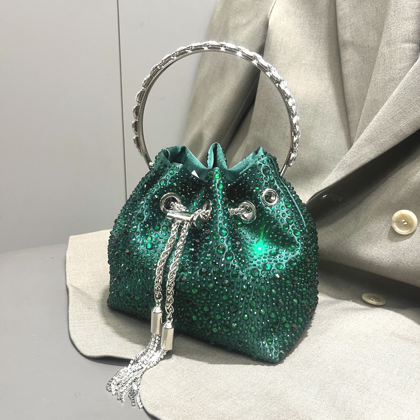 Drawstring Rhinestone Women's Bag