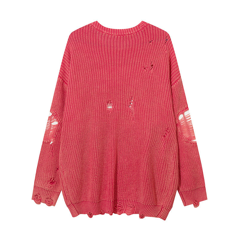 Idle Style Ripped Washed Distressed Pullover Sweater
