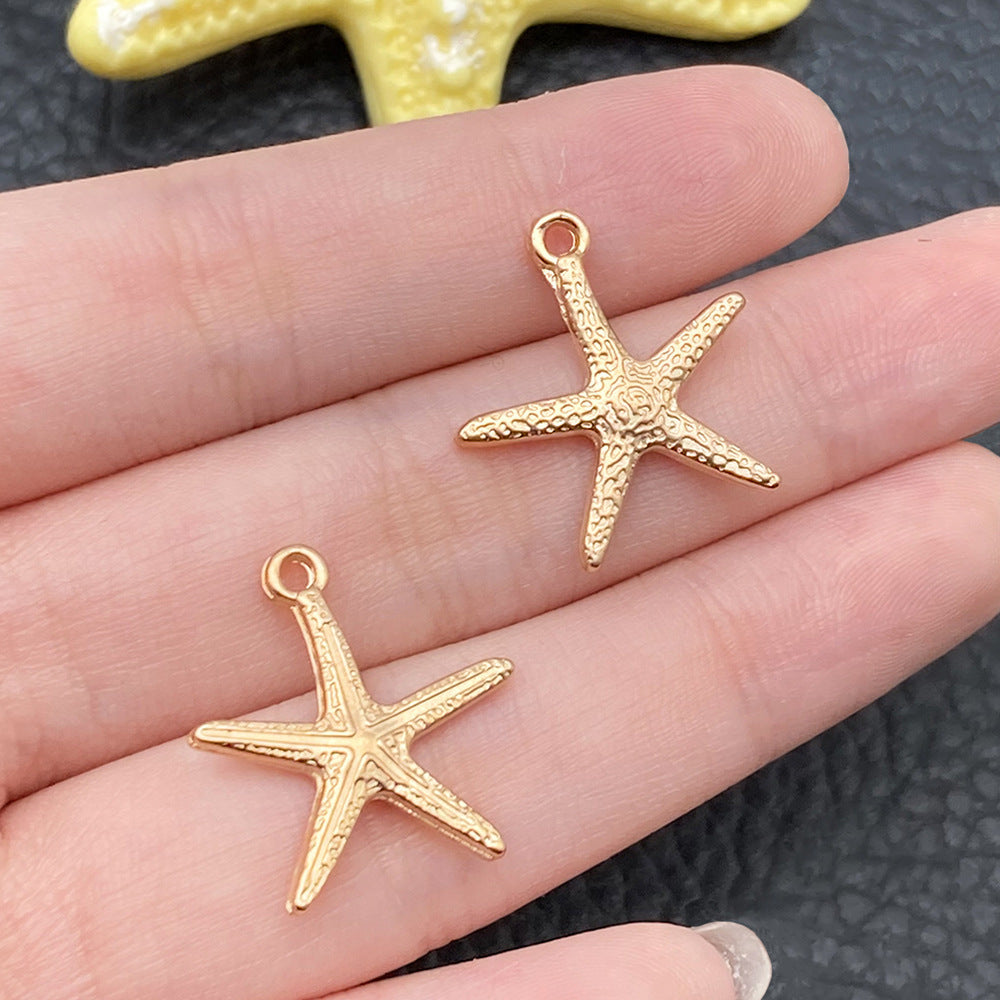 Gold Marine Life Starfish Conch Alloy Pendant DIY Bracelet Earring Ornament Pendant