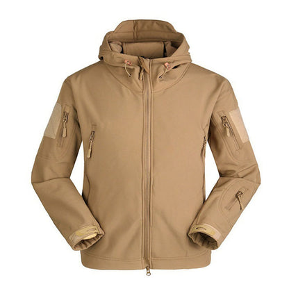 Chaqueta Soft Shell de talla grande, resistente al viento y cálida para montañismo al aire libre.