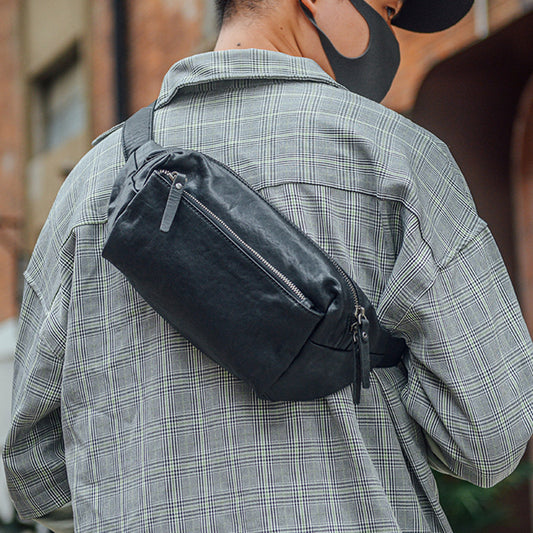 Black Leather Chest Bag