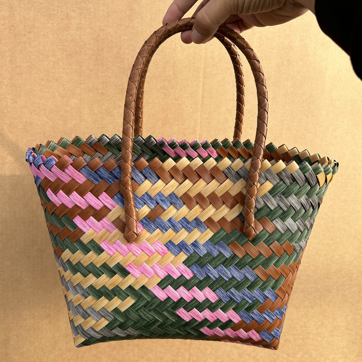 Vintage Stripe Sausage Dog Woven Bag