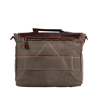 Bolso maletín de cuero con costuras de lona impermeable