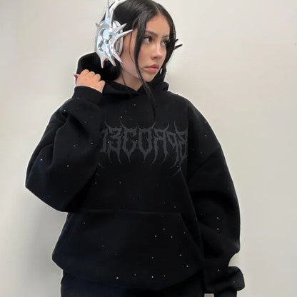Sudadera de manga larga para pareja con estampado de perforación en caliente