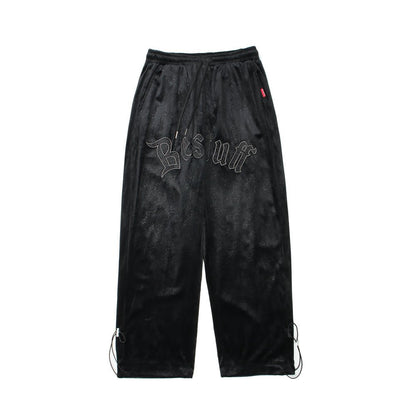 Embossed Velvet Ankle Banded Pants Men - BAGMODA