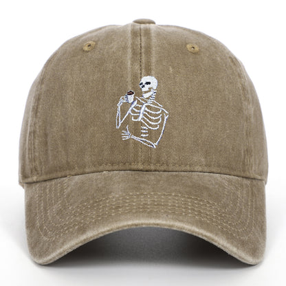 Totenkopf Tee Stickerei Baseball Vintage Distressed Waschmütze