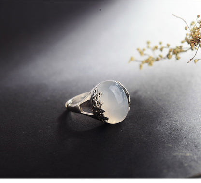 Offener Ring Chalcedon Großer Edelstein Roter Granat Persönlichkeit