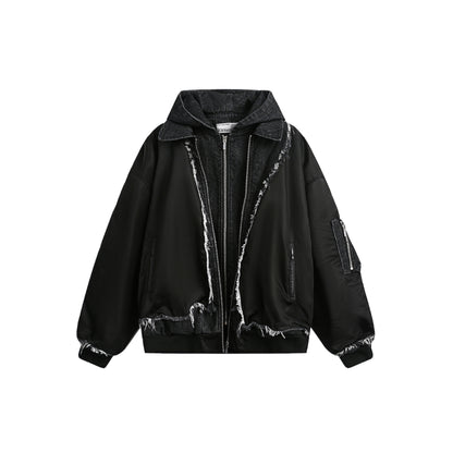 Chaqueta con capucha y costuras de estilo industrial pesado con lavado retro americano