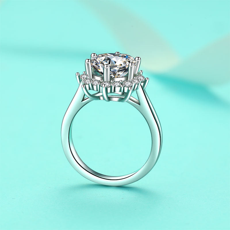 S925 Sterling Silver Wedding Ring Luxury Light Luxury Flower Ring High Carbon Rhinestone Ring