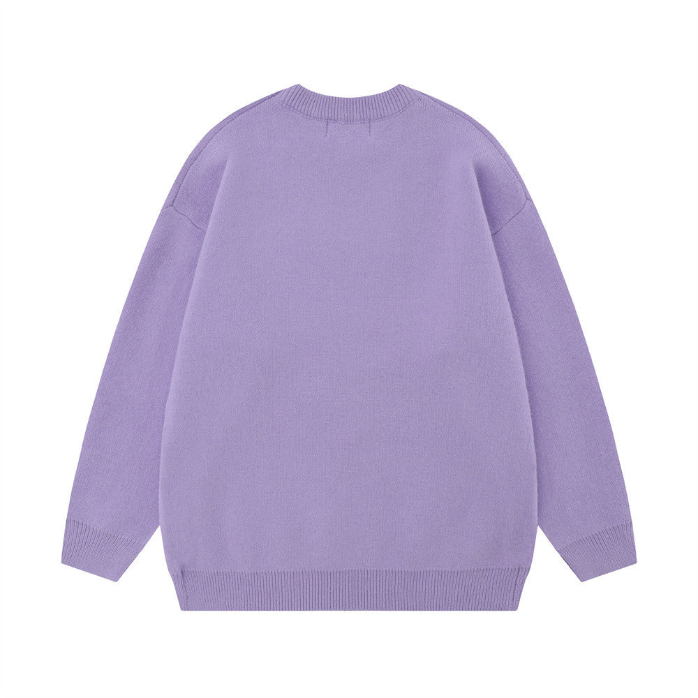 Hip Hop American Five-pointed Star Letter Crew Neck Sweater