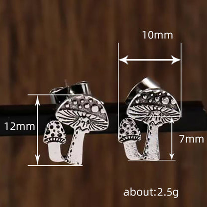 Pendientes de aleación con forma de hongo retro, sencillos y a la moda.