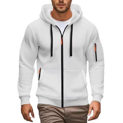Sudadera con capucha y cremallera para hombre, estilo deportivo, informal, tipo cárdigan