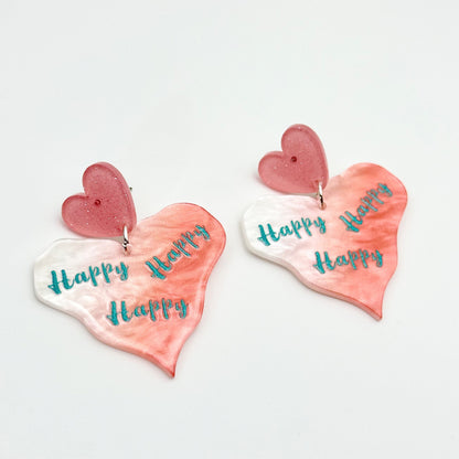 Pendientes acrílicos con forma de corazón con impresión a color