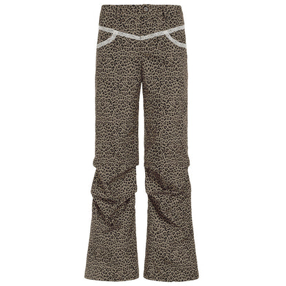 Pantalones casuales ajustados con estampado de leopardo para mujer