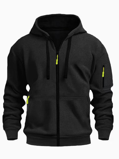 Sudadera con capucha y cremallera para hombre, estilo deportivo, informal, tipo cárdigan
