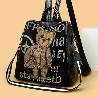 Multifunktionaler Rucksack aus Strass-Bärenleder