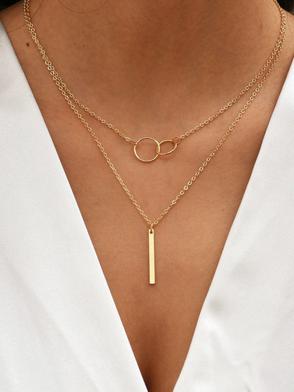 Collar con anillo y barra de moda