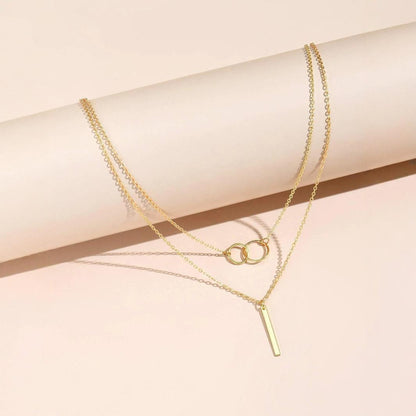 Collar con anillo y barra de moda