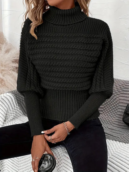 Damen Pullover Pullover High Neck Langarm Strickwaren