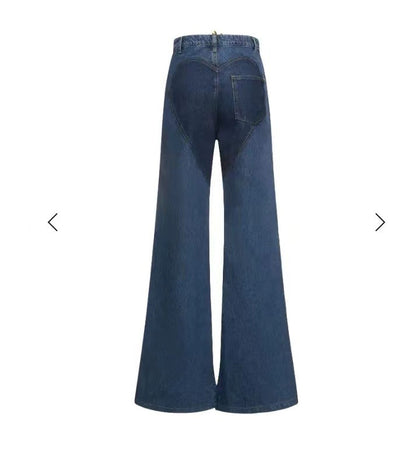 Frauen Streetwear Ausschnitt Aushöhlen Criss Cross Gerade Flare Denim Hosen