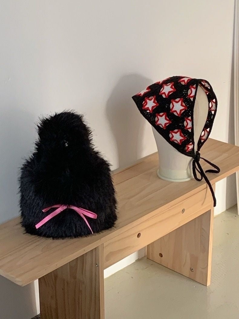Cute Furry Puppy Bowknot Bag