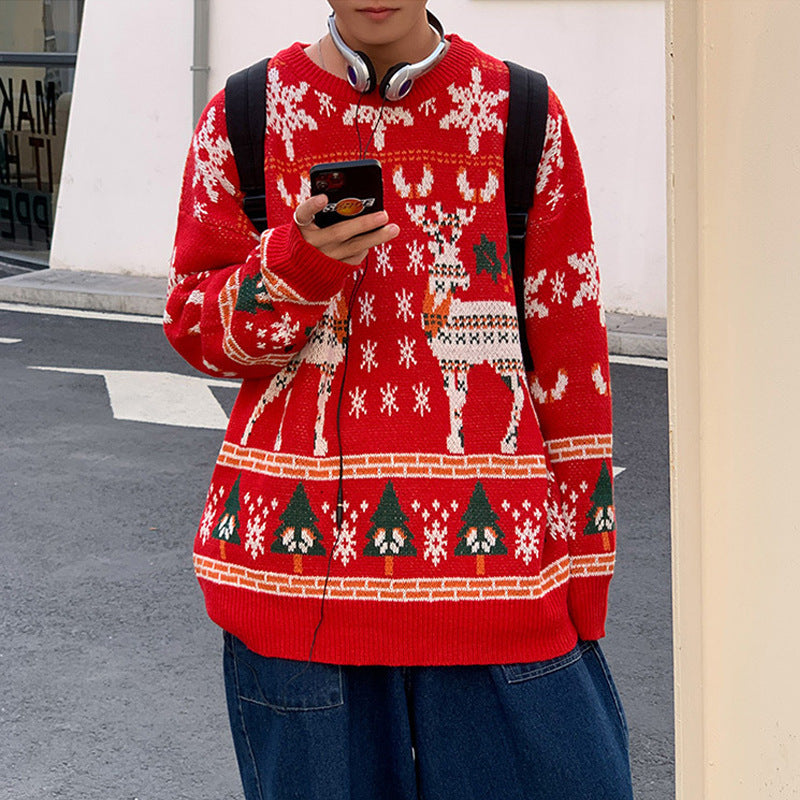 Retro Sweater Men's Loose Couple Pullover Bottoming Shirt