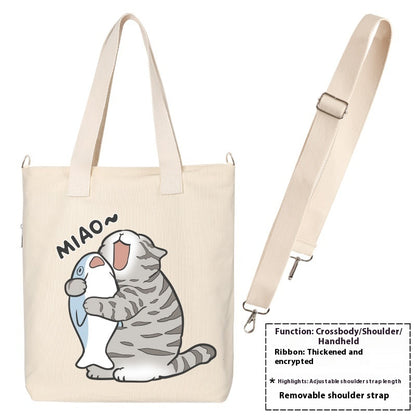 Shiba Inu Male And Female Shoulder Bag Canvas Large Capacity