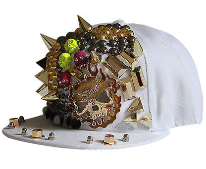 Flame Big Ghost Head Flachkrempe Baseballkappe mit Nieten