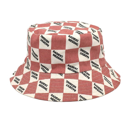 Bucket Hat mit Buchstaben-Plaid-Muster, Damenmode, doppelseitig tragbar, Bucket Hat