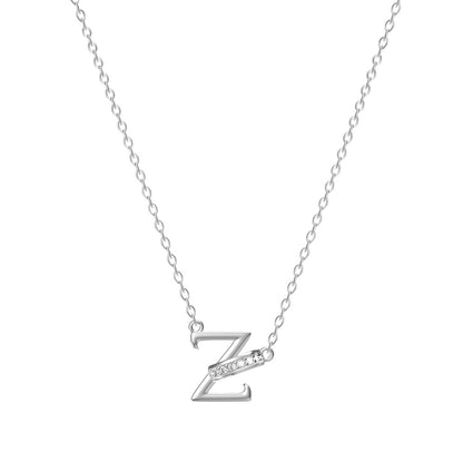 Damen-Halskette mit 26 Buchstaben und Diamanten aus Titanstahl, kein Verblassen der Schlüsselbeinkette