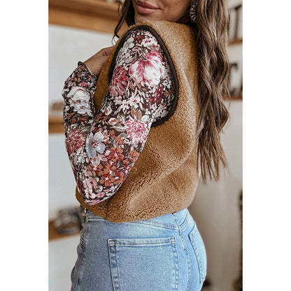 Ärmelloses Plüsch-Top in Kontrastfarbe für Damen