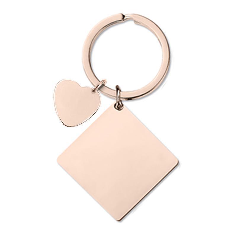Metal Keychains Square Accessories Holiday Gift Metal Lettering Keychain