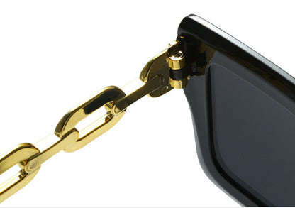 Gafas de sol con cadena cuadrada, gafas de sol retro personalizadas, gafas de sol de moda para mujer